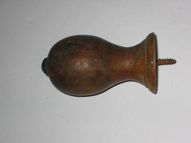 Antique Victorian 31/4" Walnut Wood Door Stop Mid To Late 1800'S Screws To Wall