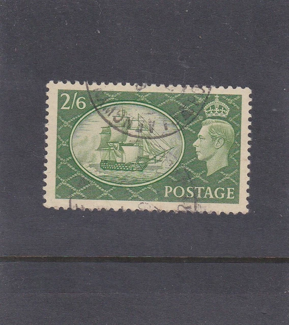 BRITISH STAMPS OLD King VI 1951 2/6 Green HMS Victory SG519 Fine