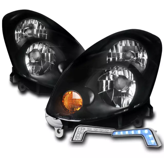 For 2005 2006 G35 Sedan 4Dr (Hid) Replacement Black Headlights W/Blue Led Drl
