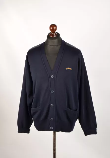 Men's Paul & Shark Navy Button Front Cardigan Wool Blend Sz L P-P 24.5" VTG