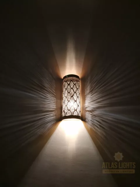 2 Moroccan Sconce Copper Engraved Style Antique Brass Moroccan Wall Light
