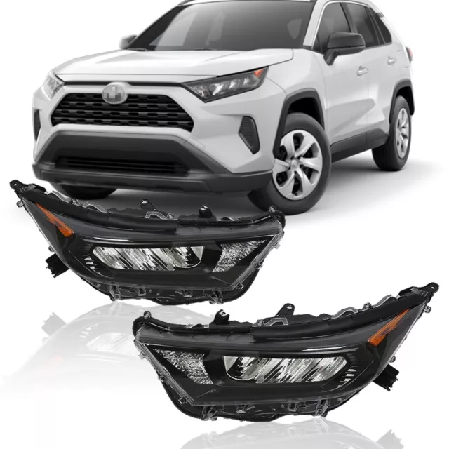 For 2019-2022 Toyota RAV4 LE XLE Headlight Assembly Chrome & Black LED Pair