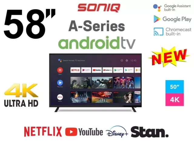SONIQ 58" 4K UHD Android Smart TV Google Assist Netflix ChromeCast WiFi G58UW40A