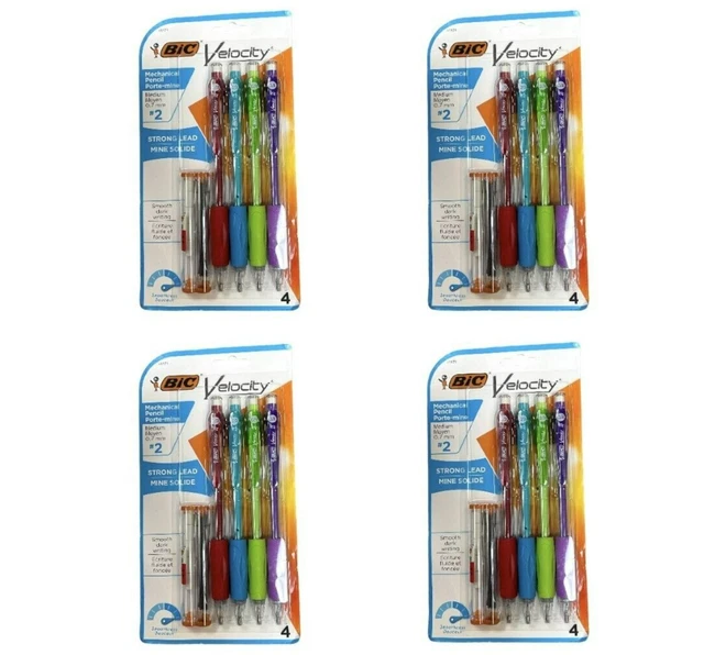 4 Packs Bic Velocity Mechanical Pencil Medium 0.7 mm #2, 4 CT (16 Pencils Total)