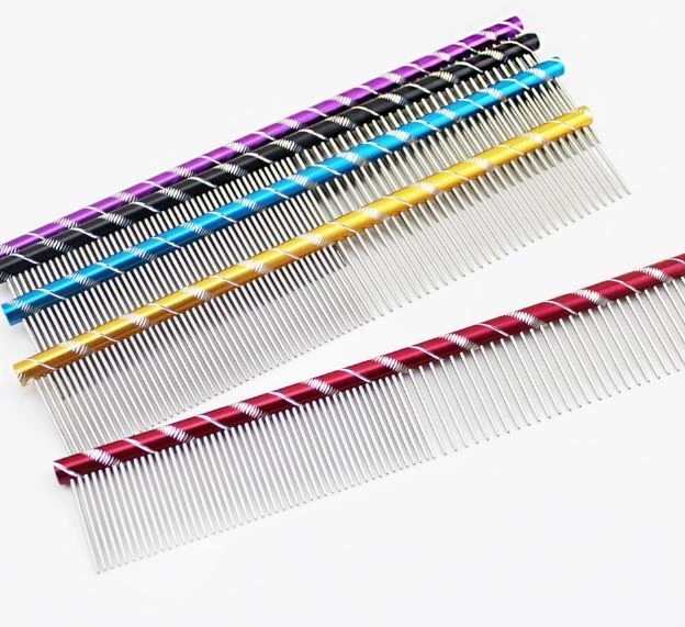 Firm Grip Pet Comb Dog Cat Metal Row Teeth Grooming Hair Brush Fur Rake Tool