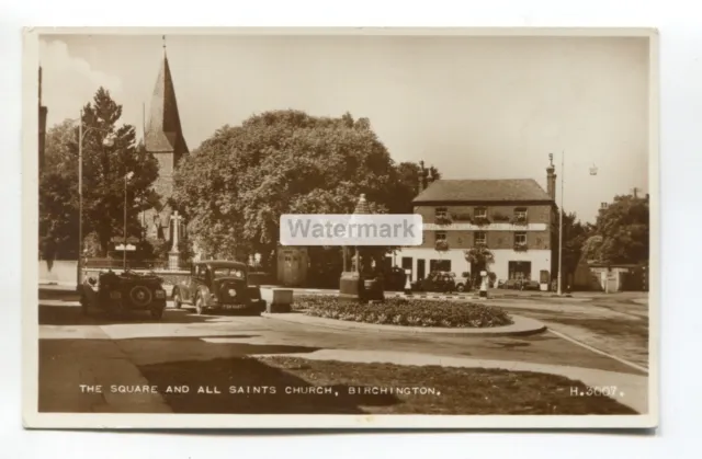 Birchington - The Square & All Saints Church - c1950's Kent real photo postcard