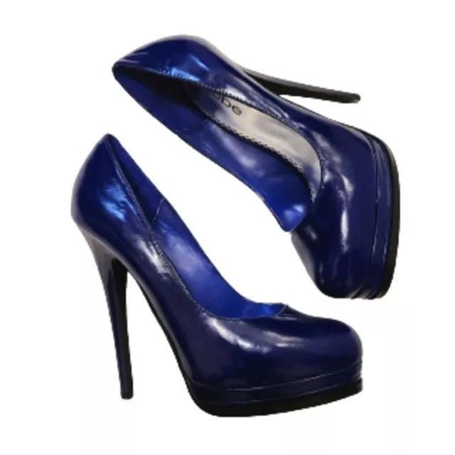 Bebe | NEW Leather Ultra High Stiletto Heel Royal Blue Platform Pumps Size 8 M
