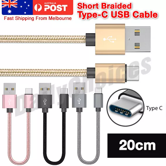 USB 3.1 Type C Multi Charging Cable, USB 2.0 with 1x Micro USB and 1x USB C  Connectors Compact Charger Cable Cord 30CM