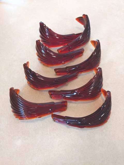 8 Vintage Red Depression Glass Feather Deco Style Curtain Tie Back 4 Sets