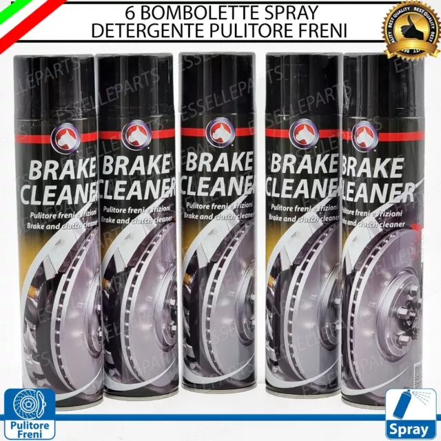 KIT 6 PULITORE FRENI DISCHI TAMBURI PASTICCHE DETERGENTE SPRAY SGRASSATORE 600ml