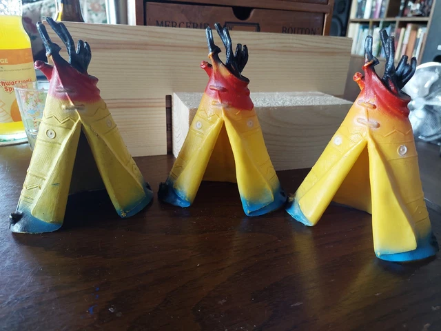 Figurines Elastolin Tipi Totem Feu Indien Papoose – Composition Vintage