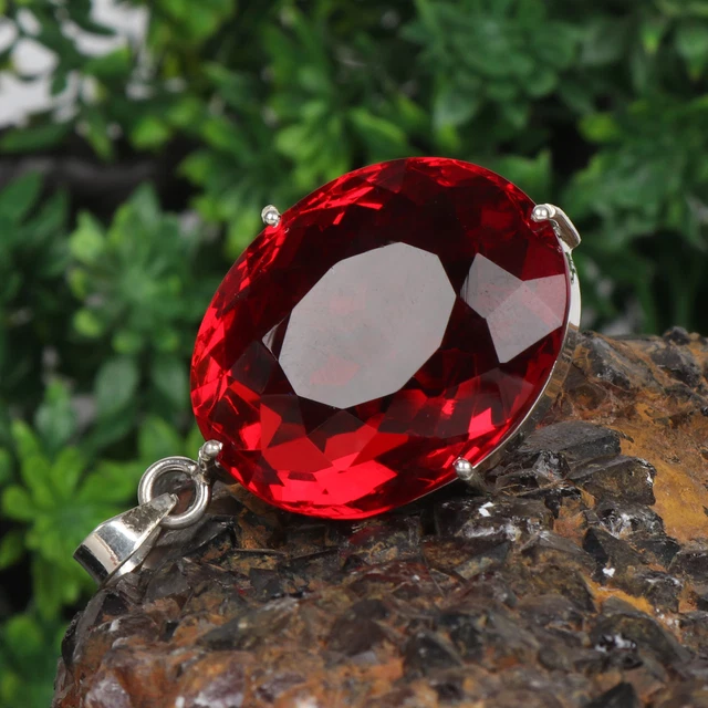 Collier Avec Pendentif Alexandrite Synthétique Ovale 5 Carats - Argent 925 - Chaine 18 Pouces - Neuf (sans Emballage)