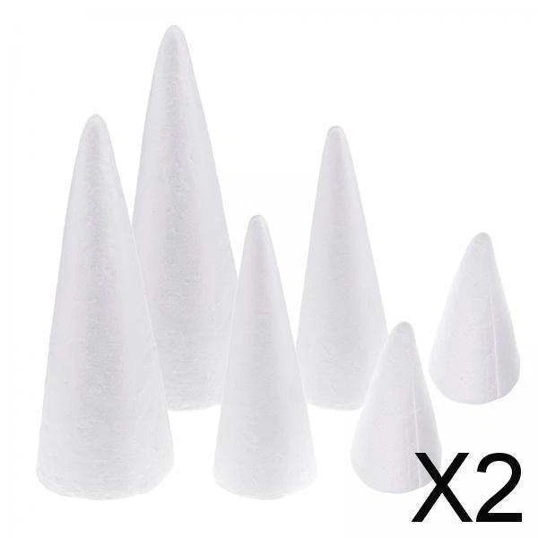 12X STYROFOAM FOAM Cones Polystyrene for Crafts DIY Painting Christmas ...