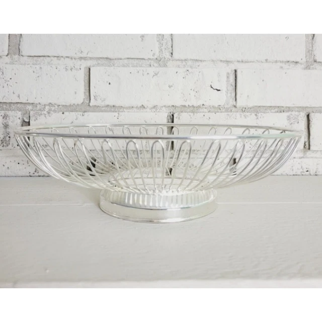 Vintage International Silver Silver Plated Oval Wire Bread Basket