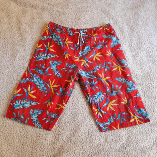Pantaloncini vintage da uomo rossi stampa tropicale nuoto, estate, surf grandi