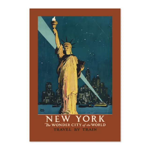 New York City  Statue of Liberty 1930s Vintage Style Travel Poster - Classic Art