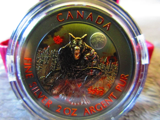 Silver Rounds Werewolf 2021 BLOODY WEREWOLF Creatures of the North Colorized 2oz Silver Coin ...