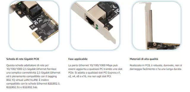 Modulo Scheda di Rete PCI Ethernet RJ45, Adattatore di Rete PCIe per PC Desktop 2