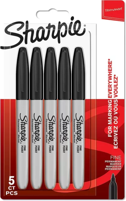 5x SHARPIE Permanent Marker Stifte mit feiner Spitze schwarz