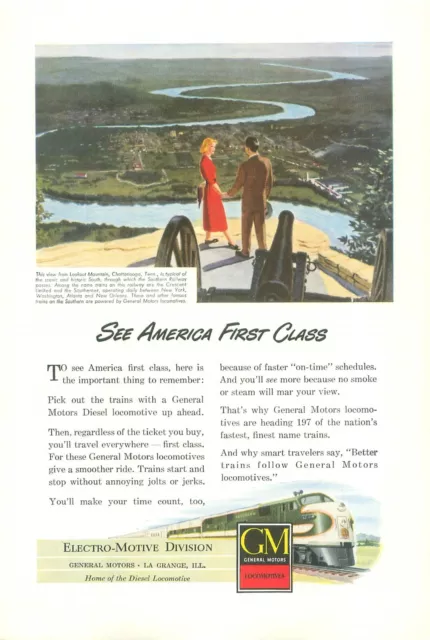 General Motors Electro-Motive Division RR   Lookout Mtn TN 1950s Magazine Ad