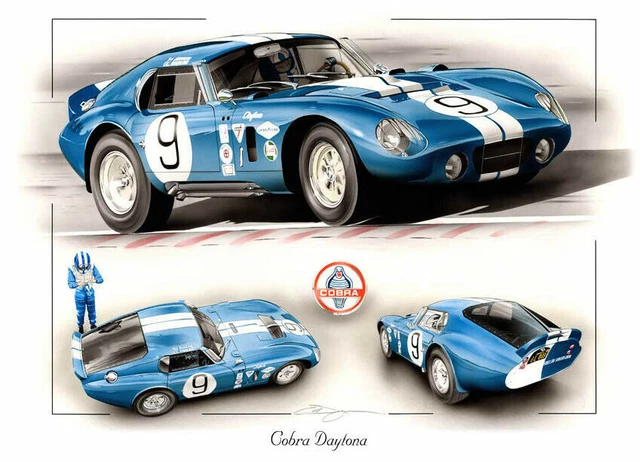PRINT AC COBRA DAYTONA CARROLL SHELBY 24 du MANS TARGA FLORIO WHITMORE SEARS