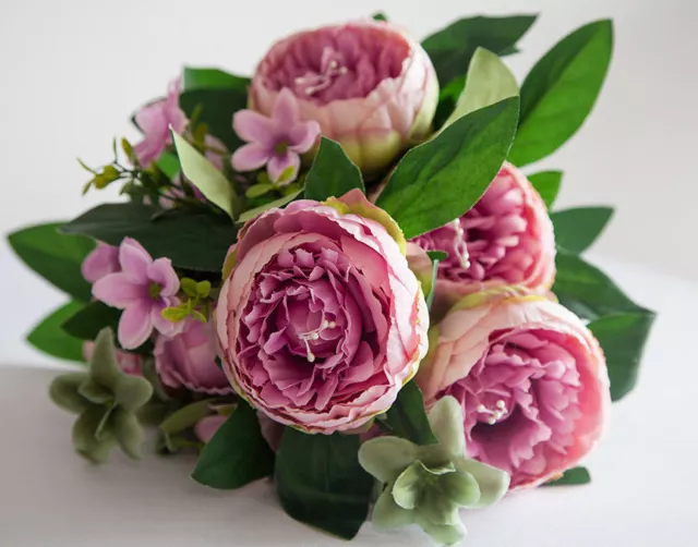 Artificial Silk Peony Flower Bouquet (NO.3) -7 Colours Wedding Centrepiece Decor