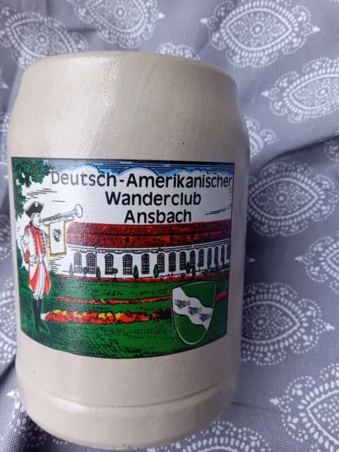 Vintage Ansbach  Beer Stein Stone Ware   Germany  5" Wanderclub
