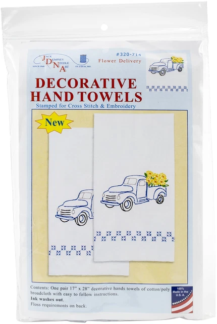 Jack Dempsey Stamped Decorative Hand Towel Pair 17"X28"-Flower Delivery -320 714