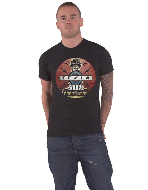Tesla T Shirt Shock Band Logo new Official Mens Black