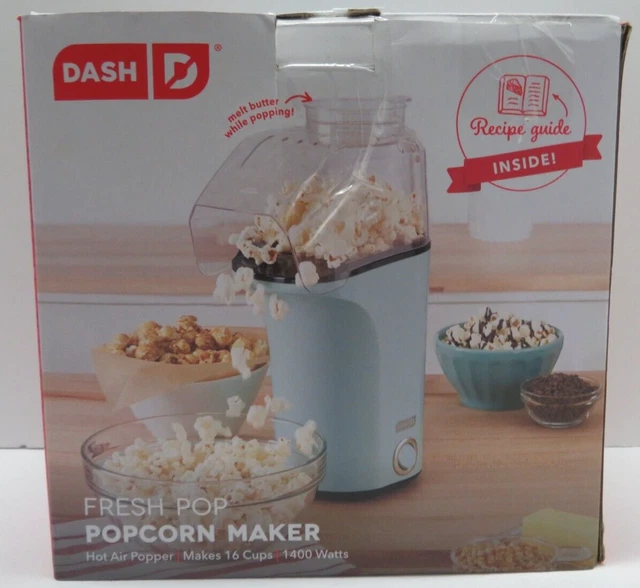 DASH POPCORN MAKER Fresh Pop Hot Air Popper 16 Cups 1400 Watts Aqua New