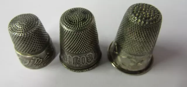Lot of 3 Antique French Sterling Silver Thimbles 2