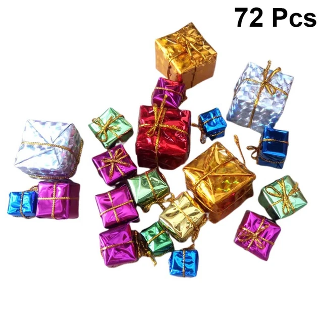 72pcs Christmas Gift Box Ornaments 25-5cm Mini Foil Decoration Assorted Colors