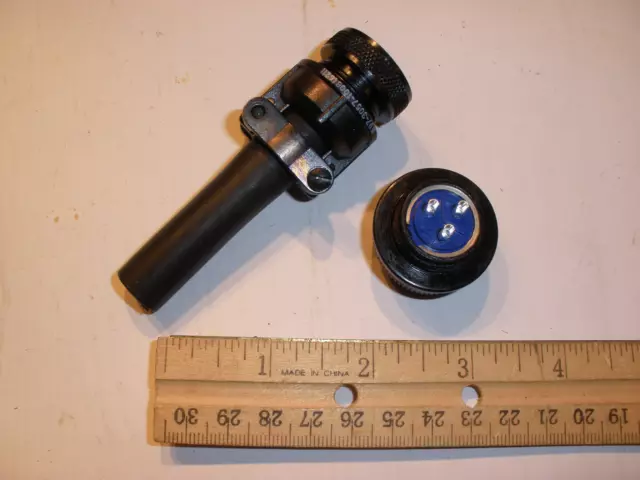 NEW - MS3106A 16S-5P (SR) with Bushing - 3 Pin Male Plug - Black Finish