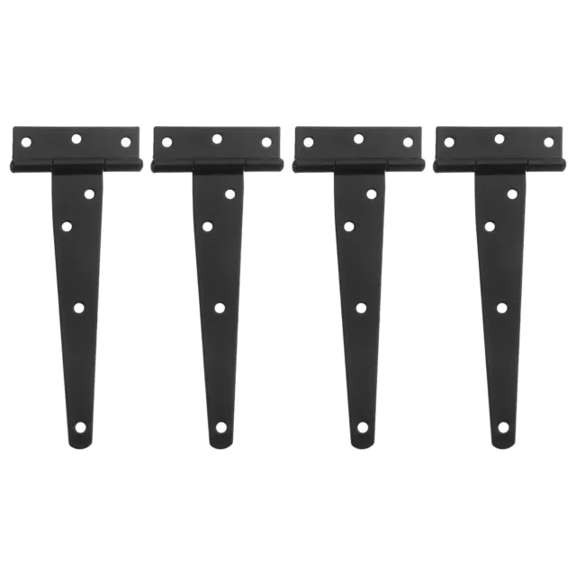 4Pcs T-Strap Door Hinges, 6" Wrought Tee Shed Gate Hinges Iron (Black)