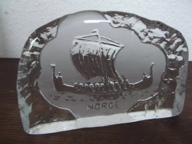 Decorative Kristallbild Viking Ship Norge Norway #8262