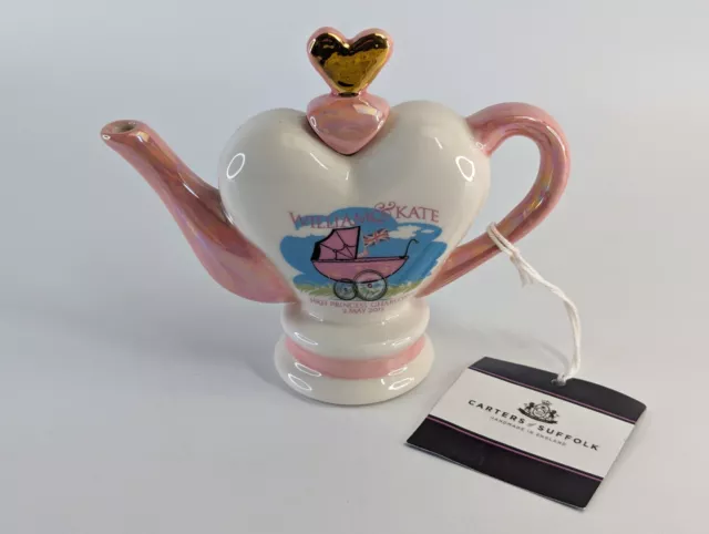 HRH Princess Charlotte Royalty Heart Teapot William & Kate Carters Suffolk RARE