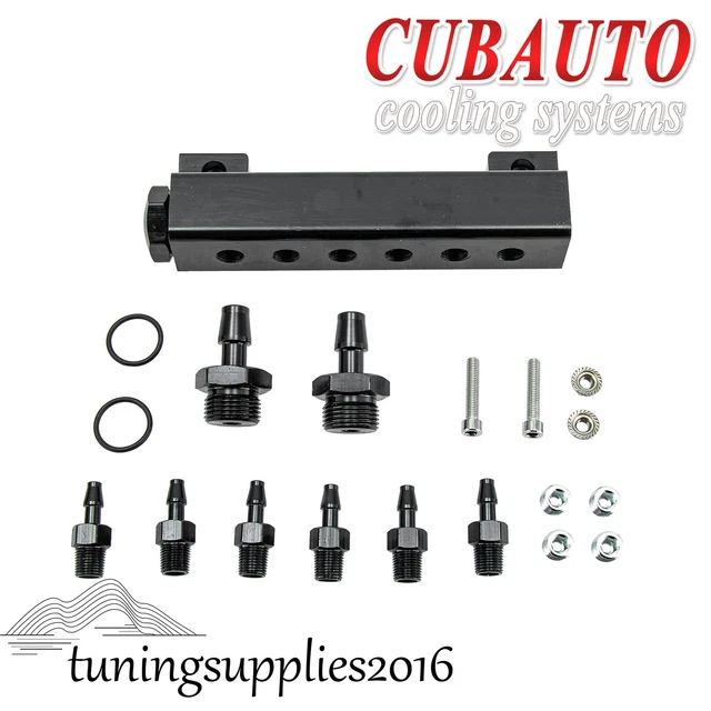 BLACK CAR 6 Port Vacuum Intake Manifold Wastegate 1/8 NPT Boost Kits