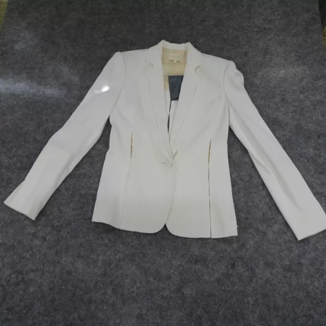 NEW Zac Posen Jacket Womens 4 Gloss Twill Fitted Ivory 40 Blazer Slits