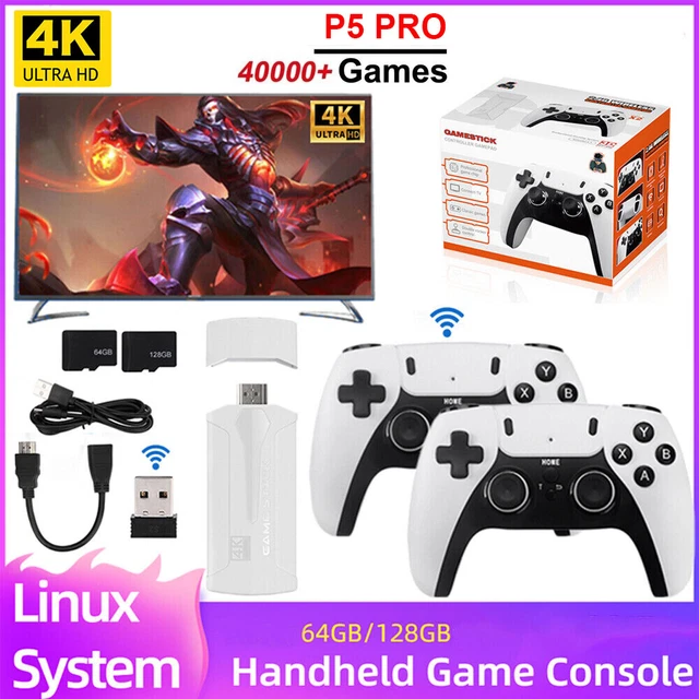 YunLone 2025 Upgraded Retro Gaming Console, 4K HDMI Video Game Consoles with 40,000+ Games & 23 Emulators, Plug and Play Video Gaming Stick with Upgrade Dual 2.4G Wireless Controllers (128G)