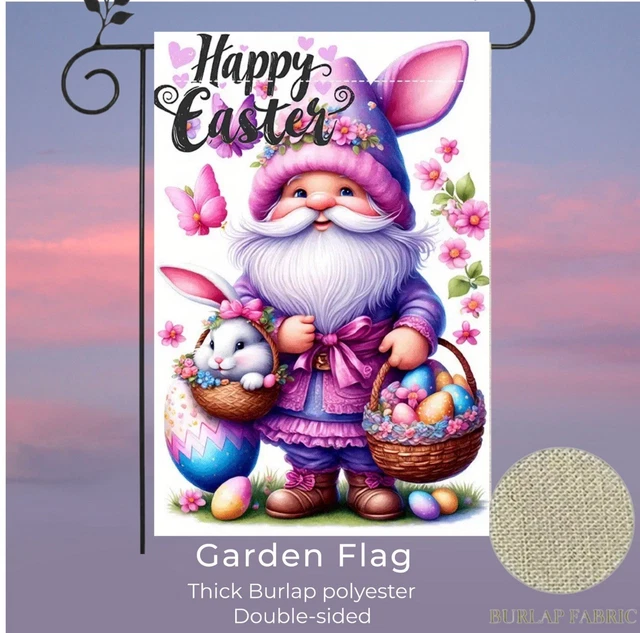 BLKWHT Osterhasen-Gartenflagge Aus Jute – Doppelseitig, Wetterfest, Für Frühling & Ostern (30,5x45,7 Cm)