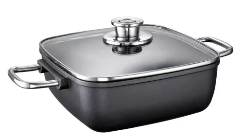 Schulte-Ufer Schmortopf Schmorpfanne Globus hoch eckig 24cm Deckel Aluminiumguss