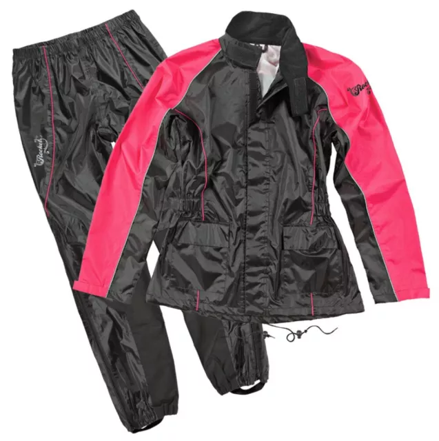 Joe Rocket RS-2 Womens 2-Piece Motorcycle Rain Suit Black/Pink XL