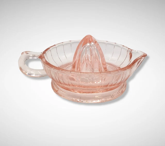 PINK DEPRESSION STYLE GLASS JUICER REAMER, Vintage, Dish, Bowl, Cooking, Retro PINK DEPRESSION STYLE GLASS JUICER REAMER, Vintage, Dish, Bowl, Cooking, Retro