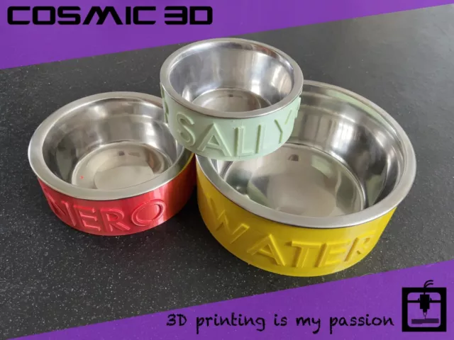 Personalised Dog bowl - 3D Printed Customised  - With Stainless Steel Bowl