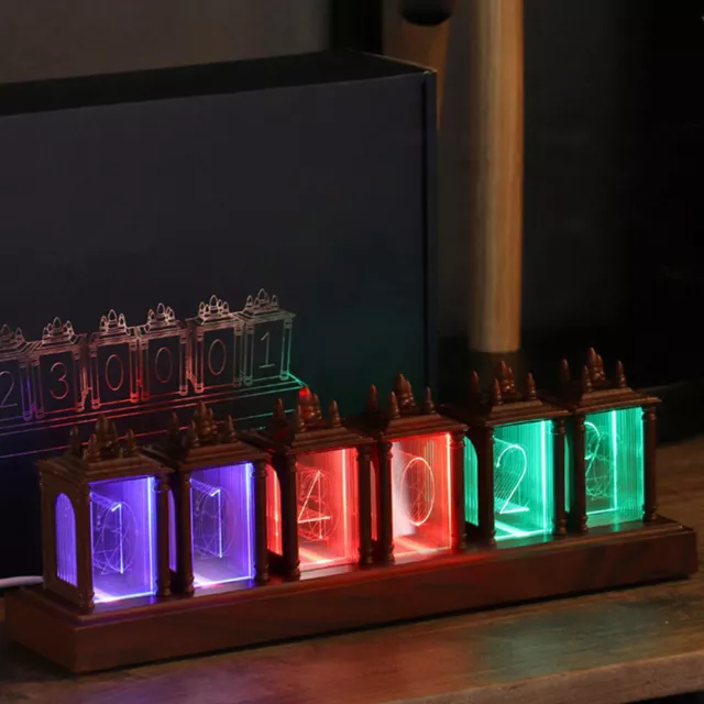 Type C Charging RGB Glow Tube Clock Digital Calendar Stopwatch Decoration Gifts