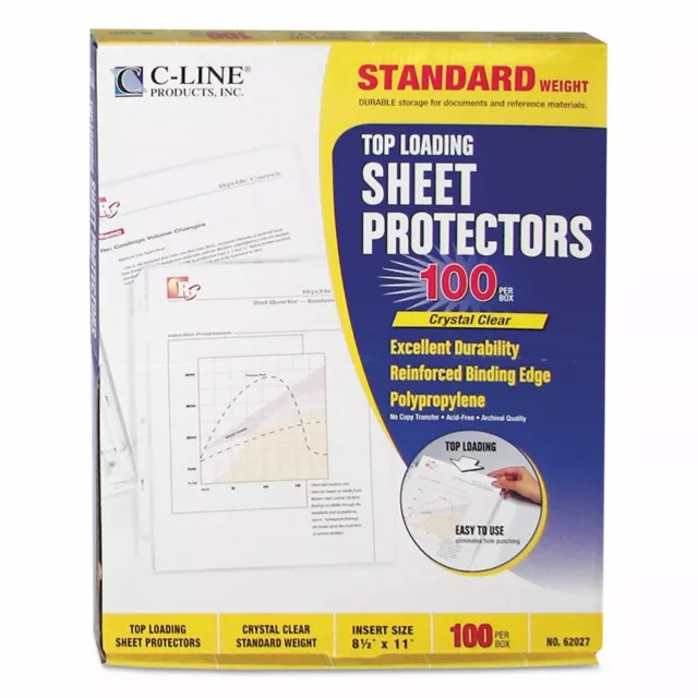 C-Line Standard Weight Polypropylene Sheet Protector Clear 2" 11 x 8 1/2 100/BX