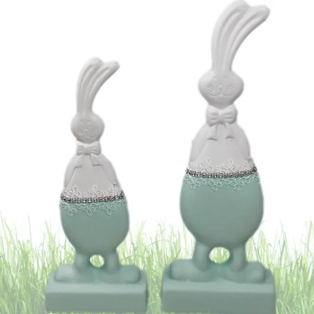 Coniglietto Pasqua IN 2-Gr Ceramica Lepre Decorativa Artigianale Statua