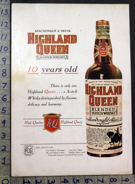 1935 Highland Queen Scotch Whiskey Scotland Distillery Bar Restaurant Ad 31001