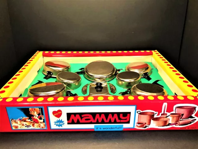 VTG NEW "Play Like Mammy" Pots & Pans Play Set Made in Italy by Giocattoli Toys