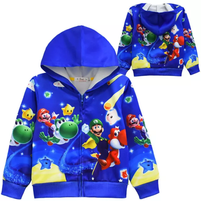Kinder Jungen Super Mario Motiv Hoodie Kapuzenjacke Mantel Sweatshirt Jacke Top♤